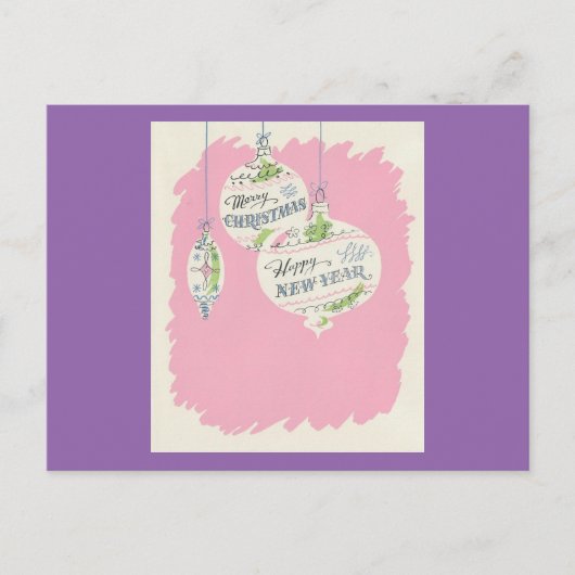 Vintag Pink Christmas Feiertagspostkarte (Vorderseite)