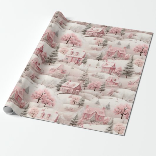 Vintag Pink Christmas Geschenkpapier (Ungerollt)