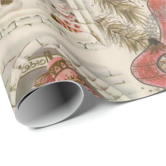 Vintag Pink Christmas Geschenkpapier (Rolleneckpunkt)