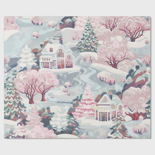 Vintag Pink Christmas Geschenkpapier (Flach)