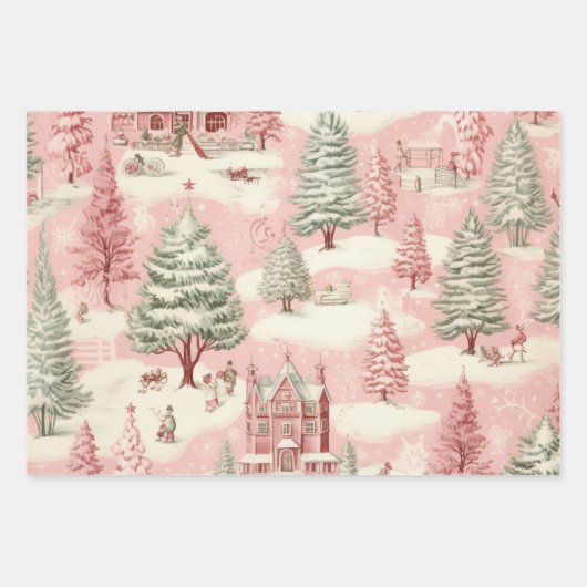 Vintag Pink Christmas Geschenkpapier Set (Vorderseite 2)