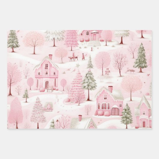 Vintag Pink Christmas Geschenkpapier Set (Vorderseite 3)