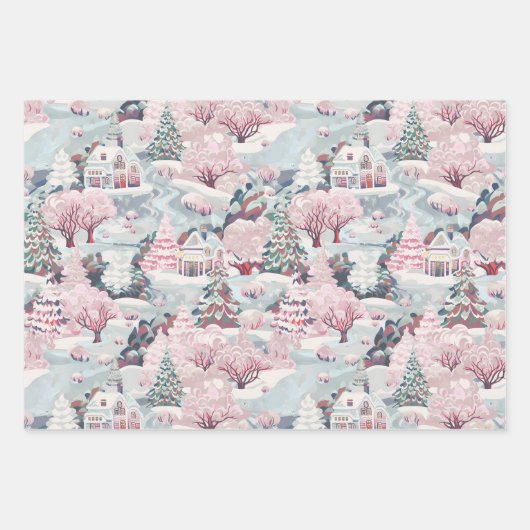 Vintag Pink Christmas Geschenkpapier Set (Vorderseite 2)