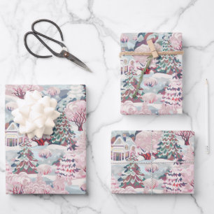 Vintag Pink Christmas Geschenkpapier Set