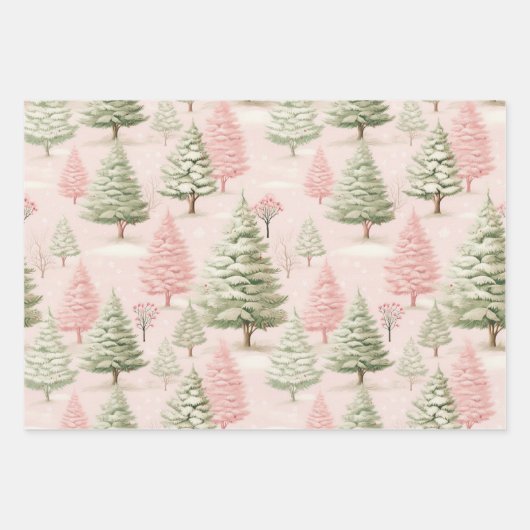 Vintag Pink Christmas Geschenkpapier Set (Vorderseite 2)