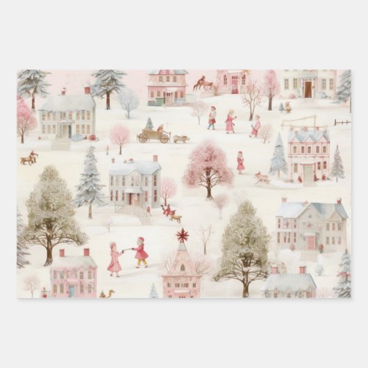 Vintag Pink Christmas Geschenkpapier Set (Vorderseite 3)