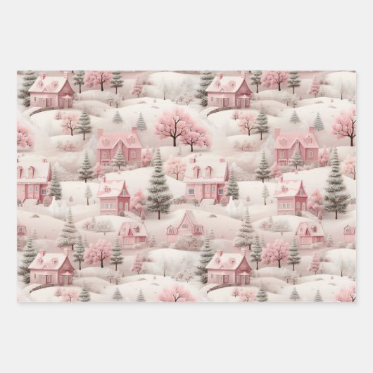 Vintag Pink Christmas Geschenkpapier Set (Vorderseite)