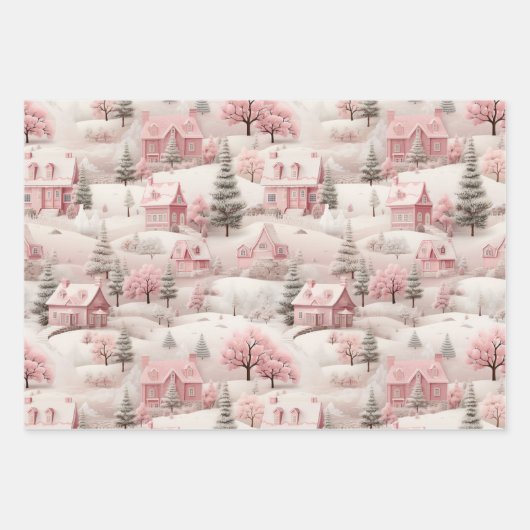 Vintag Pink Christmas Geschenkpapier Set (Vorderseite 3)