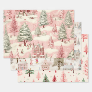 Vintag Pink Christmas Geschenkpapier Set