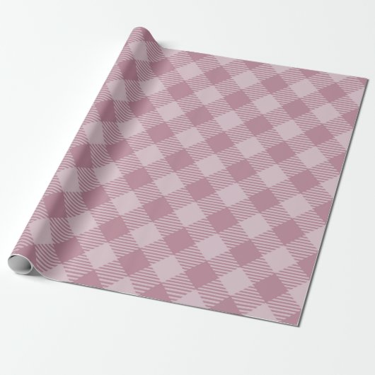 Vintag Pink Christmas Gingham Pattern Geschenkpapier (Ungerollt)