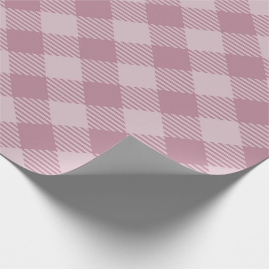 Vintag Pink Christmas Gingham Pattern Geschenkpapier (Ecke)