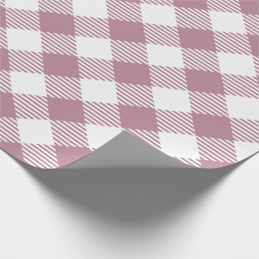 Vintag Pink Christmas Gingham Pattern Geschenkpapier (Ecke)