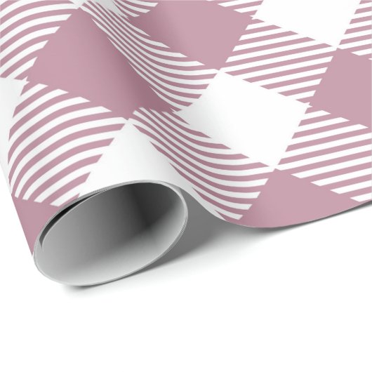 Vintag Pink Christmas Gingham Pattern Geschenkpapier (Rolleneckpunkt)