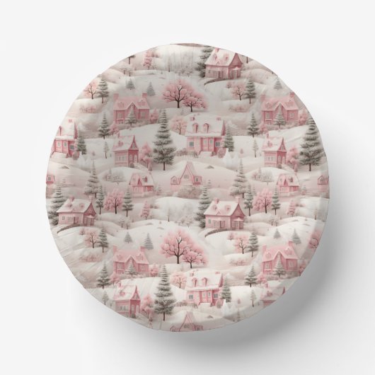 Vintag Pink Christmas Pappteller (Vorderseite)