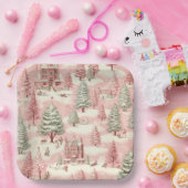 Vintag Pink Christmas Pappteller (Party)