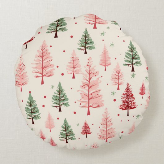 Vintag Pink Christmas Rundes Kissen (Rückseite)