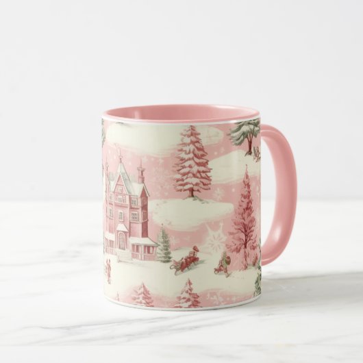 Vintag Pink Christmas Tasse (VorderseiteRechts)