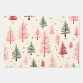 Vintag Pink Christmas Tree Mix Geschenkpapier Set (Vorderseite 3)