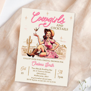 Vintag Pink Cocktails Cowgirl Brautparty Invit Einladung