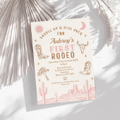 Vintag Pink Cowgirl First Rodeo 1. Geburtstag Einladung