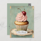 Vintag Pink Cupcake Brautparty Tee Party Postkarte (Vorne/Hinten)