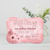 Vintag Pink Daisies Typografy Wedding Einladung (Stehend Vorderseite)