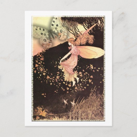 Vintag Pink Dreams Fairy Postkarte (Vorderseite)