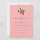 Vintag Pink Erdbeere Brautparty Tee Party Einladung (Vorderseite)