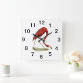 Vintag Pink Flamingo #1 Quadratische Wanduhr (Zuhause)