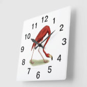 Vintag Pink Flamingo #1 Quadratische Wanduhr (Winkel)