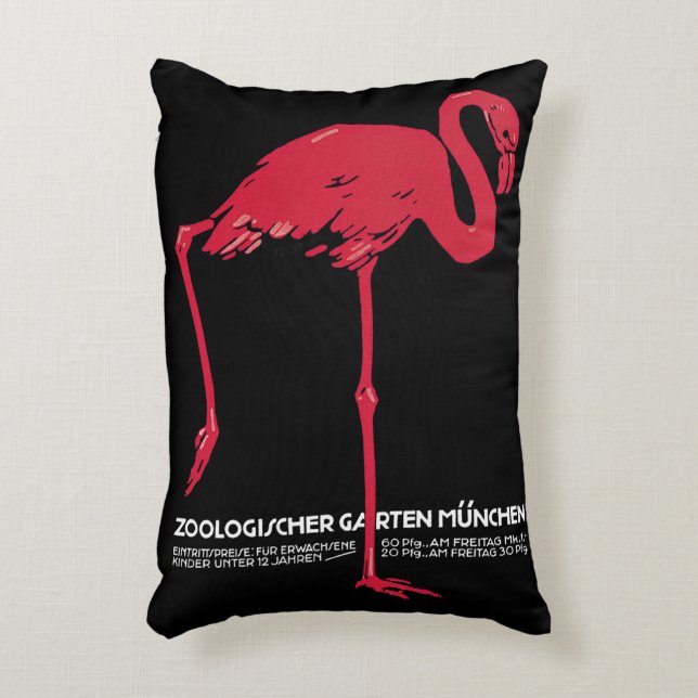 Vintag Pink Flamingo Bird in Deutschland München Z Dekokissen (Vorderseite(Vertikal))