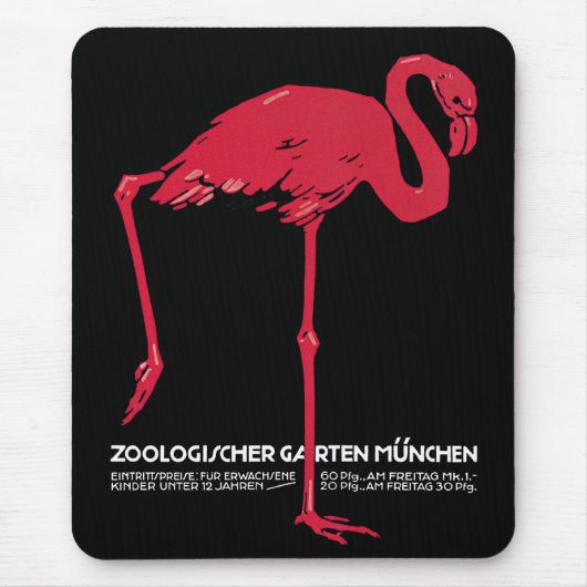 Vintag Pink Flamingo Bird in Deutschland München Z Mousepad (Vorne)