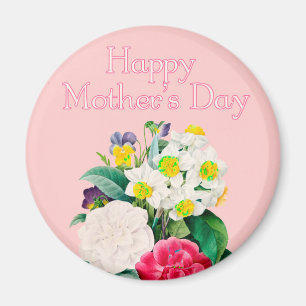 Vintag Pink Floral Bouquest Happy Mother Day Magnet