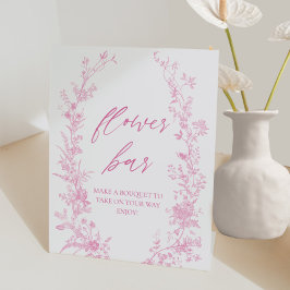 Vintag Pink Floral Bouquet Blume Bar Poster Sockelschild