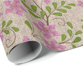Vintag Pink Floral Burlap Weihnachten Geschenkpapier (Rolleneckpunkt)