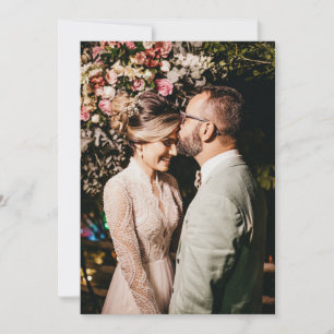 Vintag Pink Floral Rose Spitzen Foto Hochzeit Dank Dankeskarte