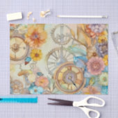 Vintag Pink Floral Steampunk Seidenpapier (Handwerk)