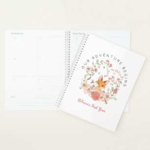 Vintag Pink Fox Florals 1. Jahr Girl Baby Book Planer
