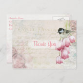 Vintag Pink French Danke Postkarte (Vorne/Hinten)