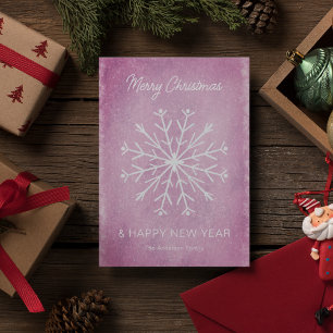 Vintag Pink Frohe Weihnachten Neujahr Schneeflocke