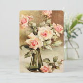 Vintag Pink Garden Rose Brautparty Party Einladung (Stehend Vorderseite)