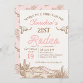 Vintag Pink Girls First Rodeo 21. Geburtstag Einladung (Vorne/Hinten)