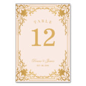 Vintag Pink Gold Antike Verzierte Hochzeit Tischnummer (Vorderseite)