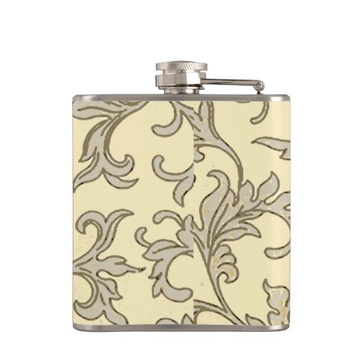 Vintag Pink Grau Botanische Blüte Flachmann (Rückseite)