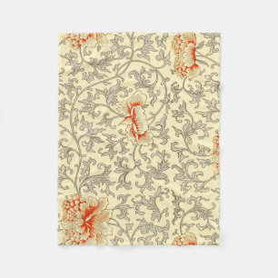 Vintag Pink Grau Botanische Blüte Fleecedecke