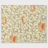 Vintag Pink Grau Botanische Blüte Geschenkpapier (Flach)