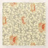 Vintag Pink Grau Botanische Blüte Glasuntersetzer (Vorderseite)