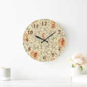 Vintag Pink Grau Botanische Blüte Große Wanduhr (Zuhause)