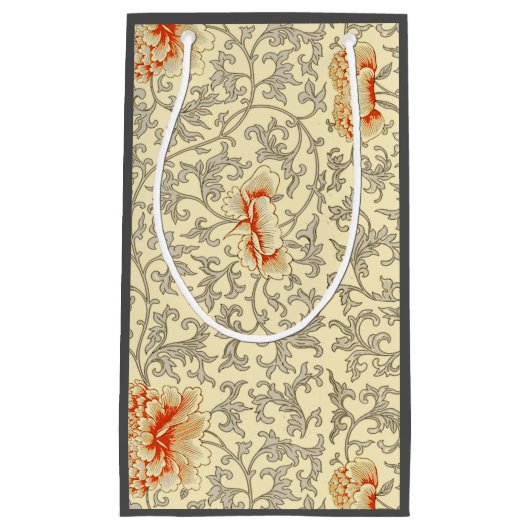 Vintag Pink Grau Botanische Blüte Kleine Geschenktüte (Vorderseite)