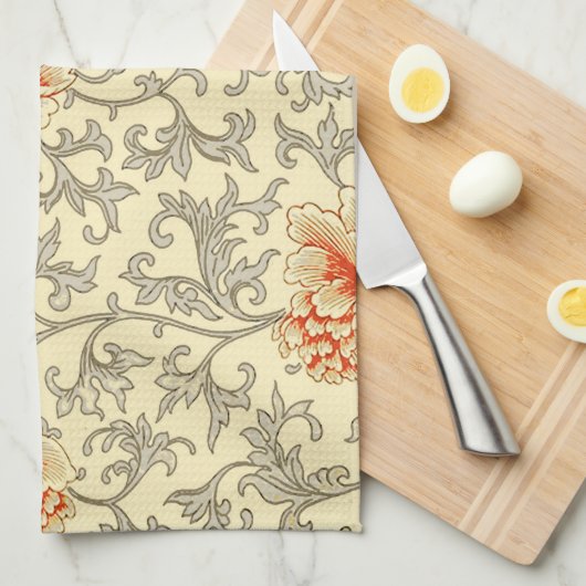 Vintag Pink Grau Botanische Blüte Küchentuch (Viertel Falte)